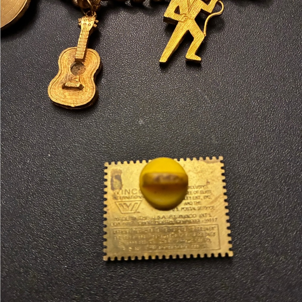 Gold Charm Bracelet with Guitar and Elvis Stamp - Picture 9 of 10